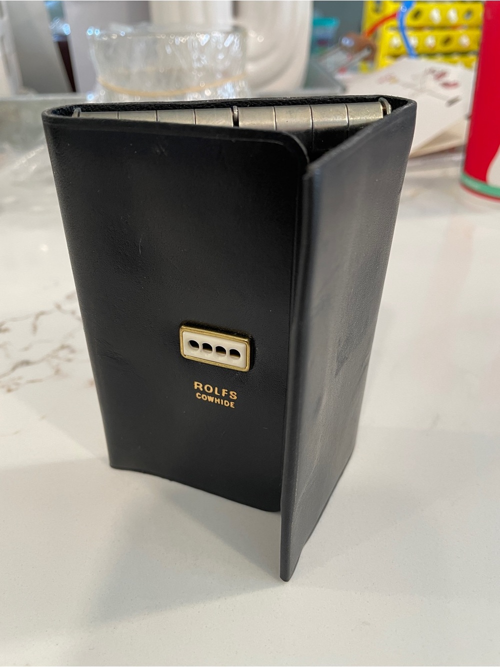 Rolfs Black Cowhide Men's Key Caddy Case with Gold Accent